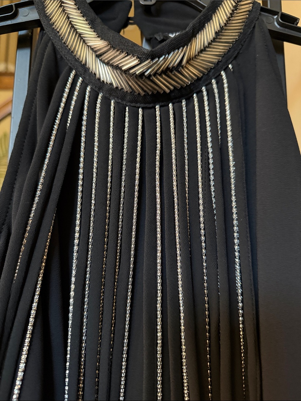 XOXO Black Halter Top Black and silver strappy size Large - Picture 4 of 8